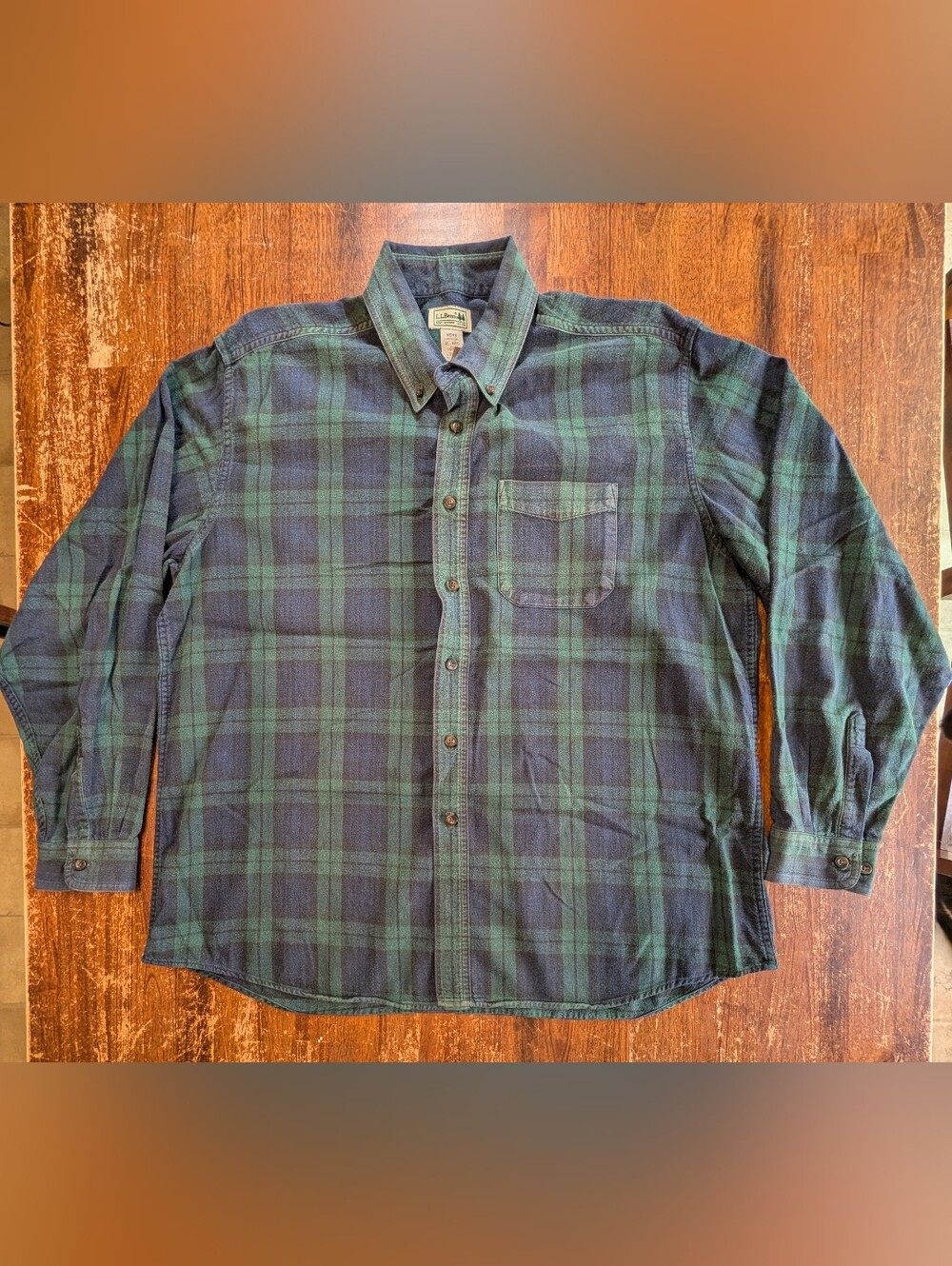 L. L. Bean Plaid Flannel Shirt Mens XL Blue Green Vintage Casual Fall Winter Top